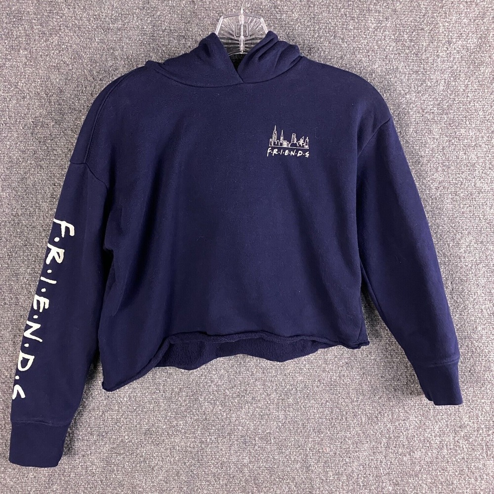 Friends Cropped Hoodie Girls Large 10 Yrs‎ Pullover Navy Blue Cotton Blend